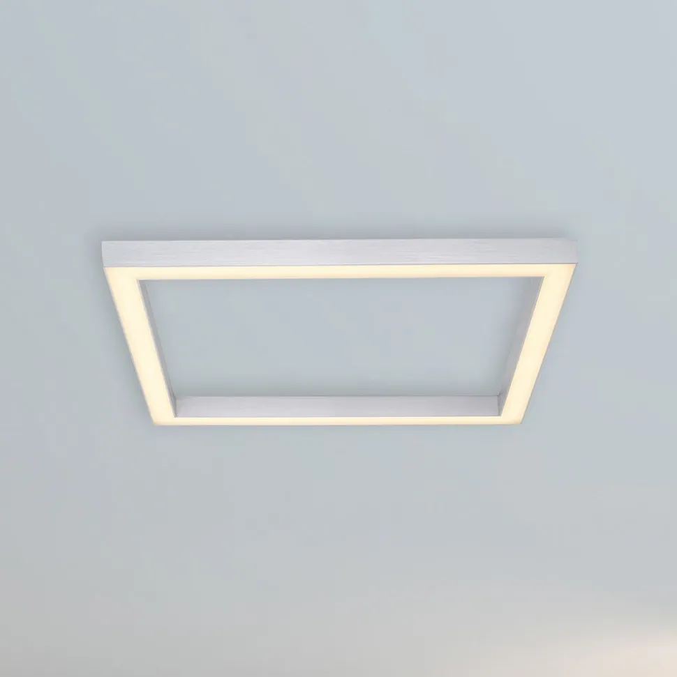 LED plafondlamp PURE Lines, 55 x 55 cm, zilver, CCT, afstandsbediening