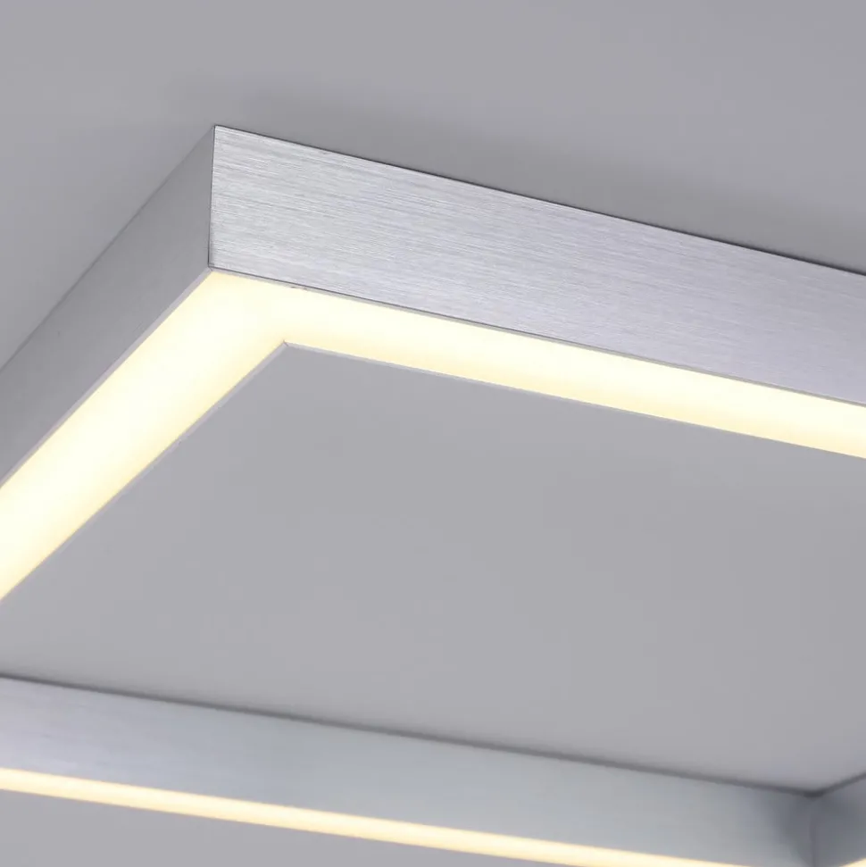 LED plafondlamp PURE Lines, 55 x 55 cm, zilver, CCT, afstandsbediening