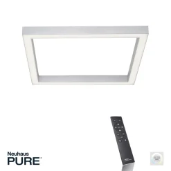 LED plafondlamp PURE Lines, 55 x 55 cm, zilver, CCT, afstandsbediening