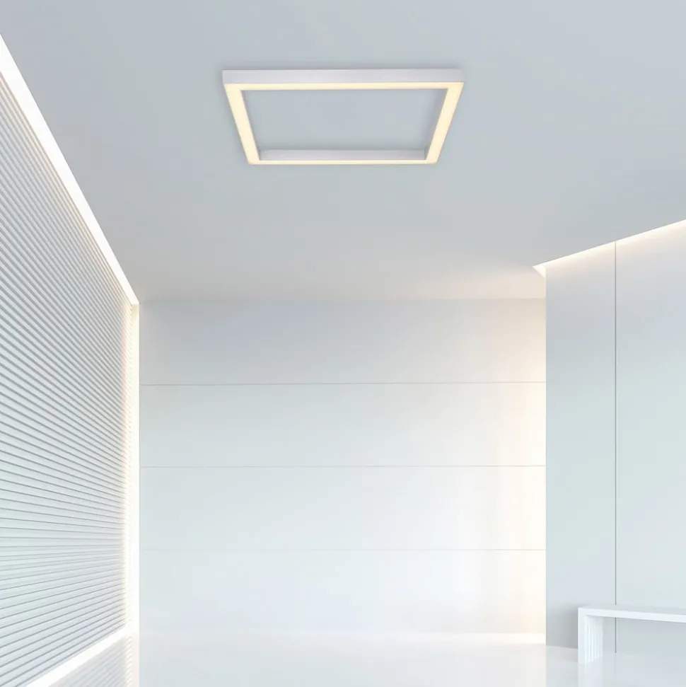 LED plafondlamp PURE Lines, 55 x 55 cm, zilver, CCT, afstandsbediening