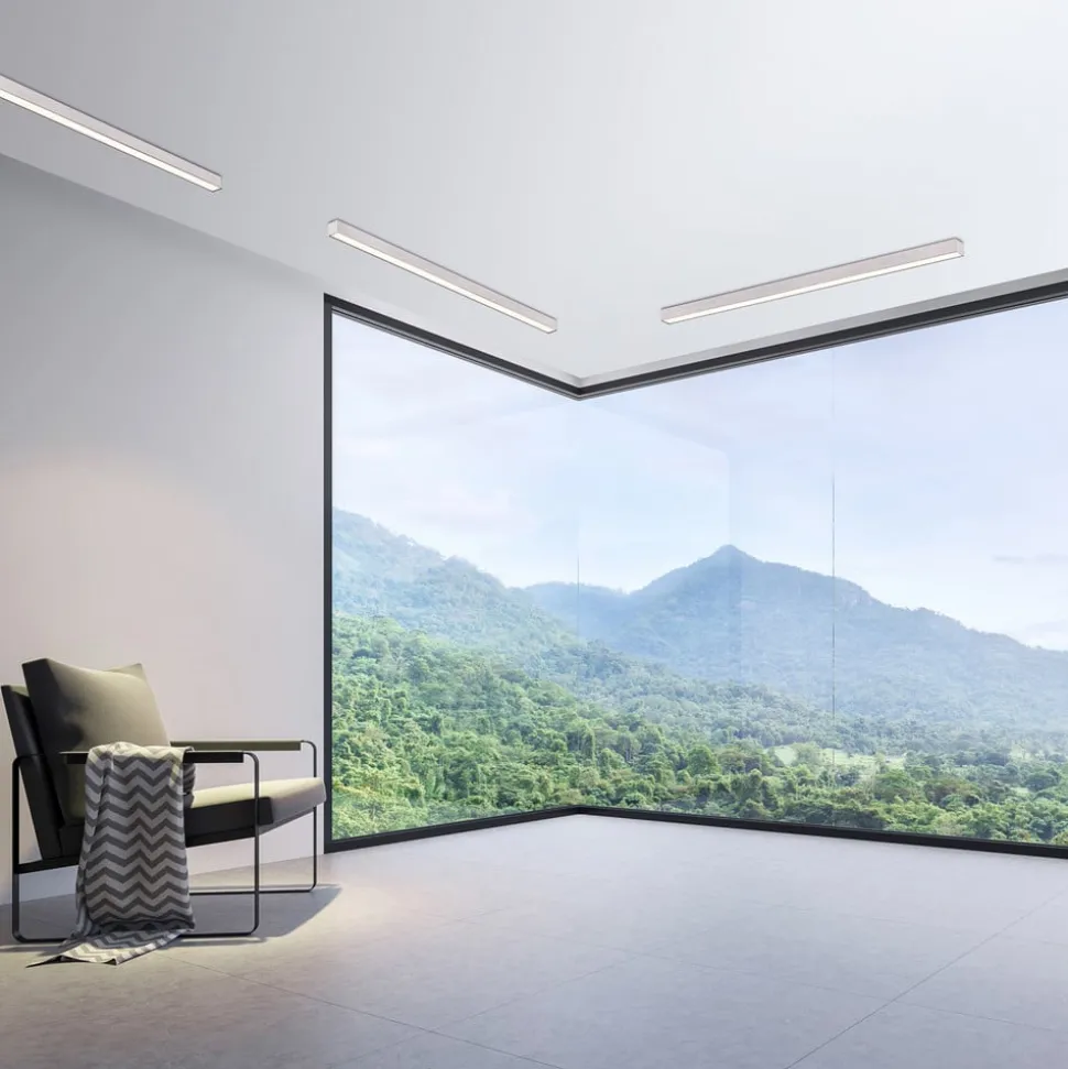 LED plafondlamp PURE Lines, 110 cm, zilver, CCT, afstandsbediening