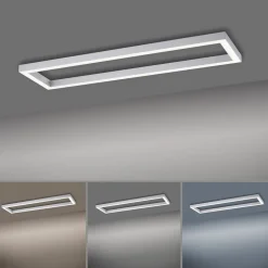 LED plafondlamp PURE Lines, 110 x 30 cm, zilver, CCT, afstandsbediening