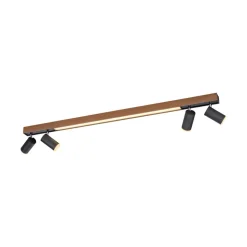 LED plafondlamp PURE Lines, 120 cm, zwart, hout, afstandsbediening