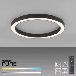 LED plafondlamp PURE Lines, Ø 50 cm, antraciet, CCT, afstandsbediening