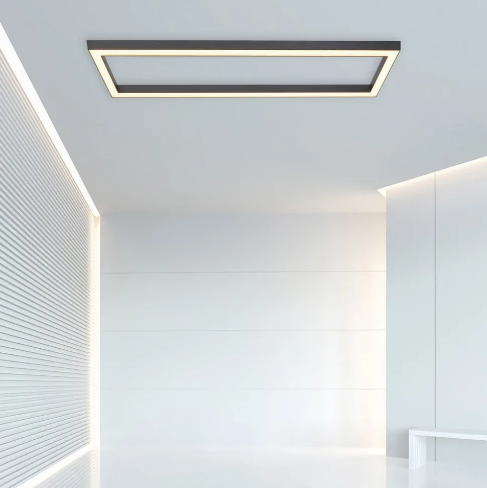 LED plafondlamp PURE Lines, 110 x 30 cm, antraciet, afstandsbediening