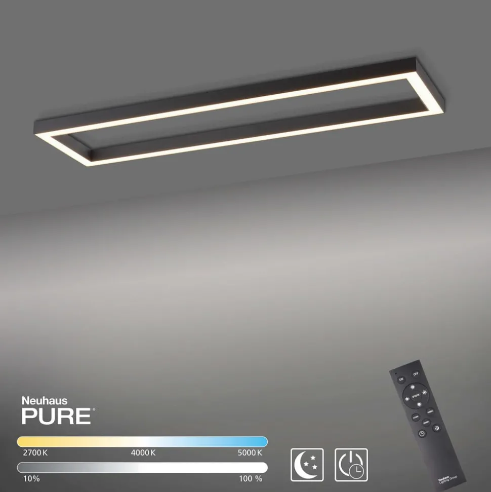 LED plafondlamp PURE Lines, 110 x 30 cm, antraciet, afstandsbediening