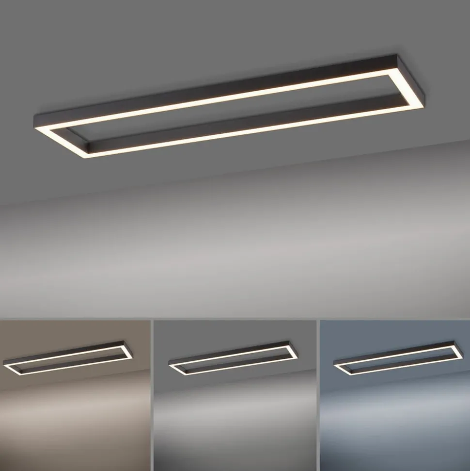 LED plafondlamp PURE Lines, 110 x 30 cm, antraciet, afstandsbediening