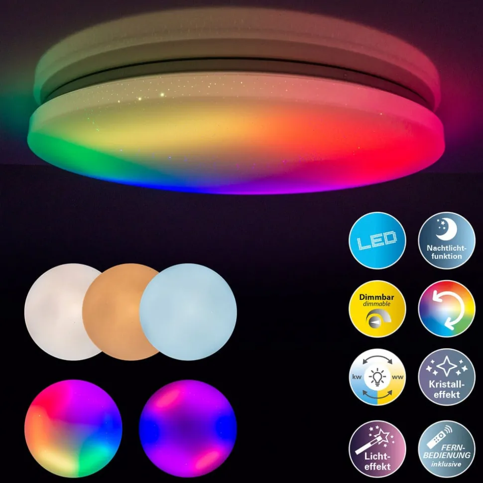 LED plafondlamp Rainbow, dimbaar, RGBW nachtlampje