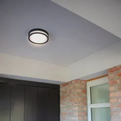 LED plafondlamp Rola, buiten, zwart, Ø 18 cm