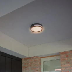 LED plafondlamp Rola, buiten, zwart, Ø 18 cm