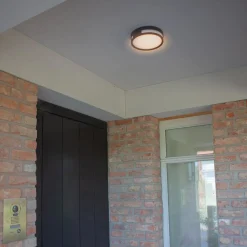 LED plafondlamp Rola, buiten, antraciet, Ø 18 cm