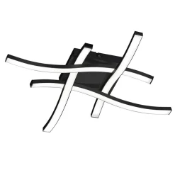 LED plafondlamp Route in zwart, 4-lamps