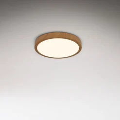 LED plafondlamp Runa Wood houtlook 3.000 K Ø28cm