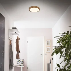 LED plafondlamp Runa Wood houtlook 3.000 K Ø28cm