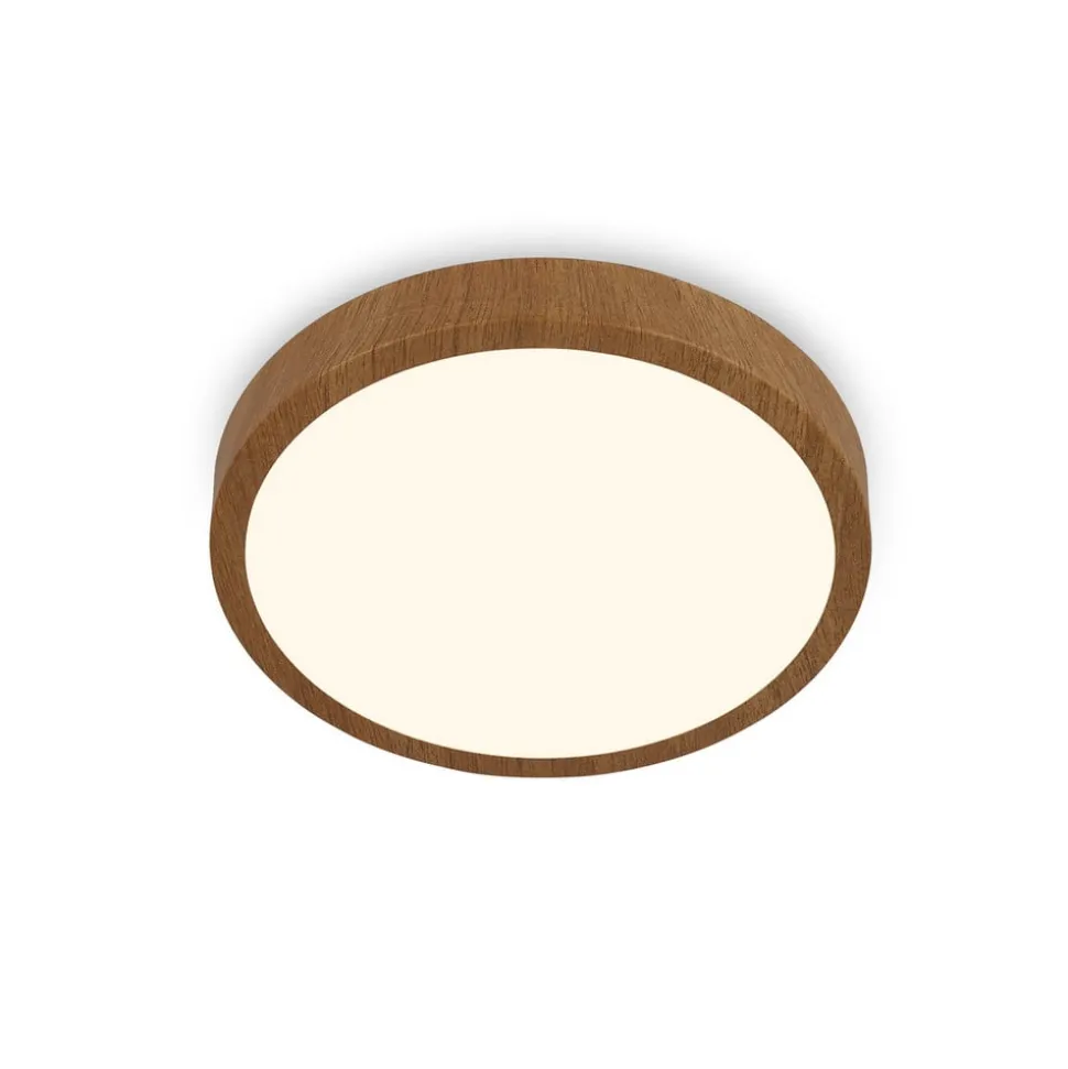 LED plafondlamp Runa Wood houtlook 3.000 K Ø28cm