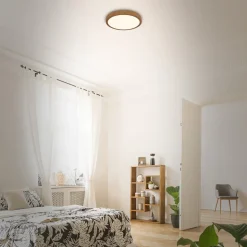 LED plafondlamp Runa Wood houtlook 3.000 K Ø28cm