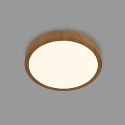 LED plafondlamp Runa Wood houtlook 3.000 K Ø28cm