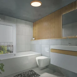 LED plafondlamp Runa Wood houtlook 3.000 K Ø28cm