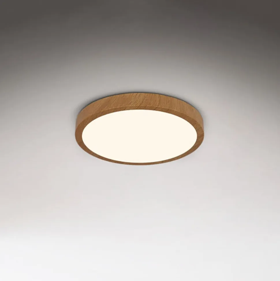 LED plafondlamp Runa Wood houtlook 3.000 K Ø38cm