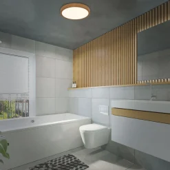 LED plafondlamp Runa Wood houtlook 3.000 K Ø38cm