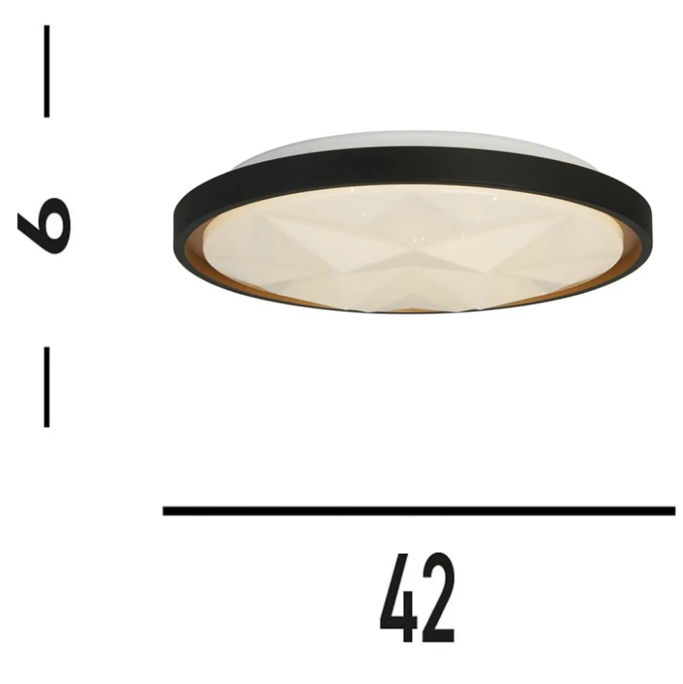 LED plafondlamp Satellite zwart Ø 42cm staal afstandsbediening
