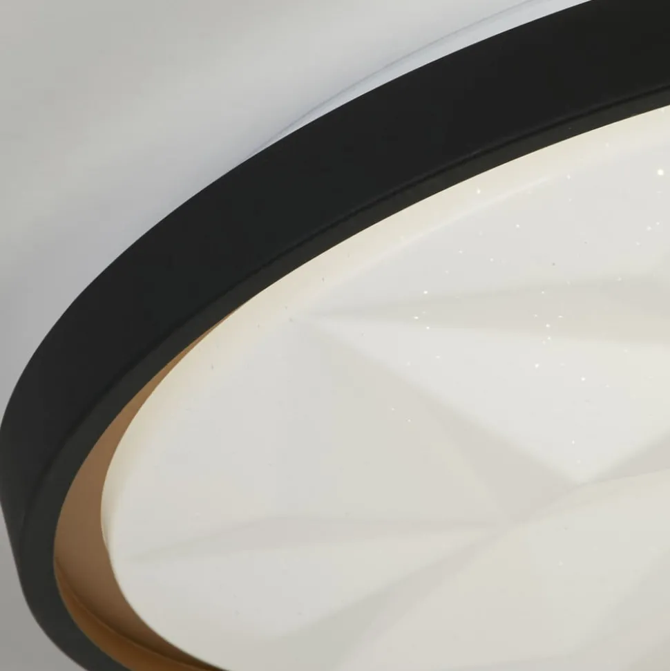 LED plafondlamp Satellite zwart Ø 42cm staal afstandsbediening