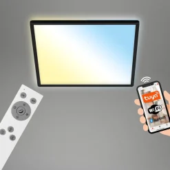 LED plafondlamp Slim zwart Dime CCT 42x42cm