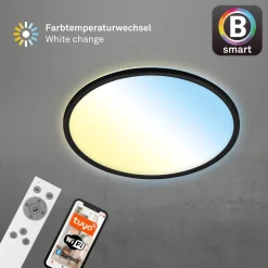 LED plafondlamp Slim zwart Dime CCT Ø 42 cm