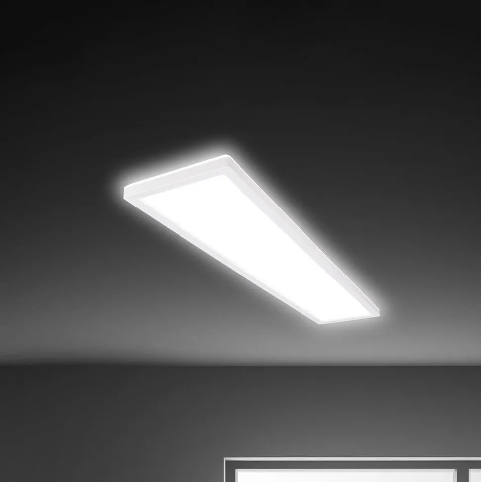 LED plafondlamp Tava, wit, kunststof, 98 cm, achtergrondverlichting