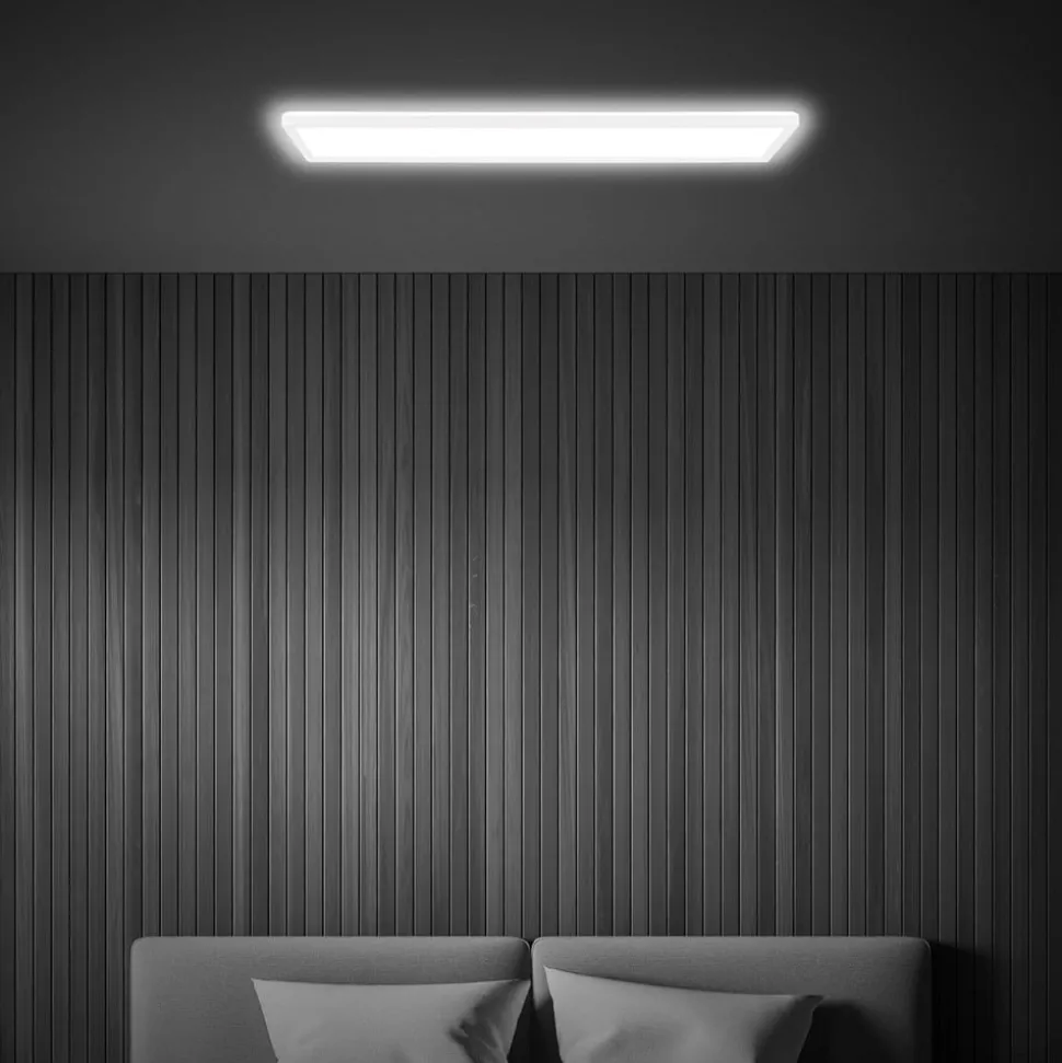 LED plafondlamp Tava, wit, kunststof, 98 cm, achtergrondverlichting