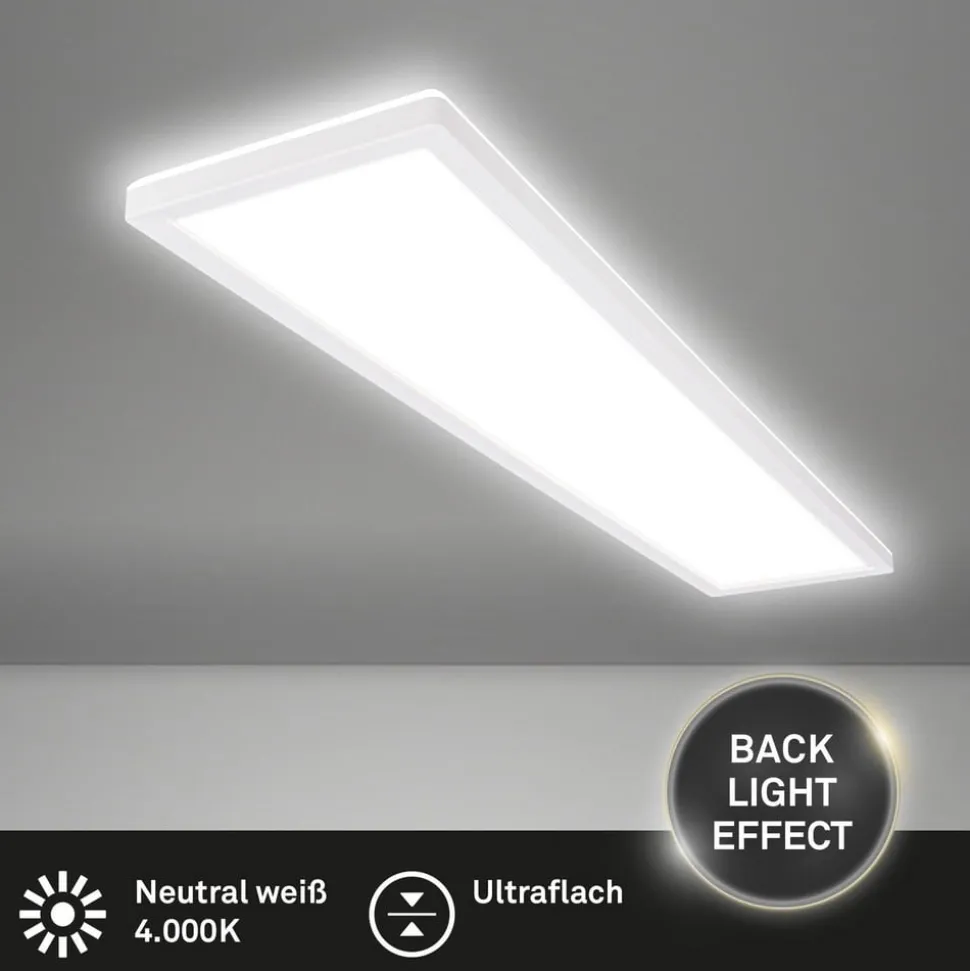 LED plafondlamp Tava, wit, kunststof, 98 cm, achtergrondverlichting