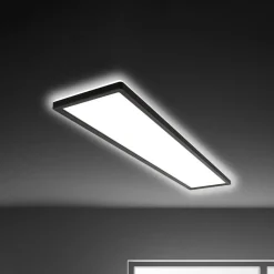 LED plafondlamp Tava, zwart, kunststof, 98cm, achtergrondverlichting