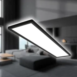 LED plafondlamp Tava, zwart, kunststof, 98cm, achtergrondverlichting