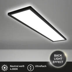 LED plafondlamp Tava, zwart, kunststof, 98cm, achtergrondverlichting