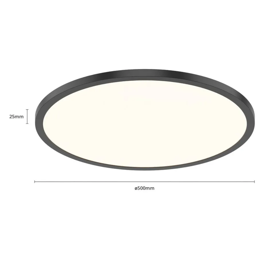 LED plafondlamp Tuco CCT, dimbaar, zwart Ø 50 cm