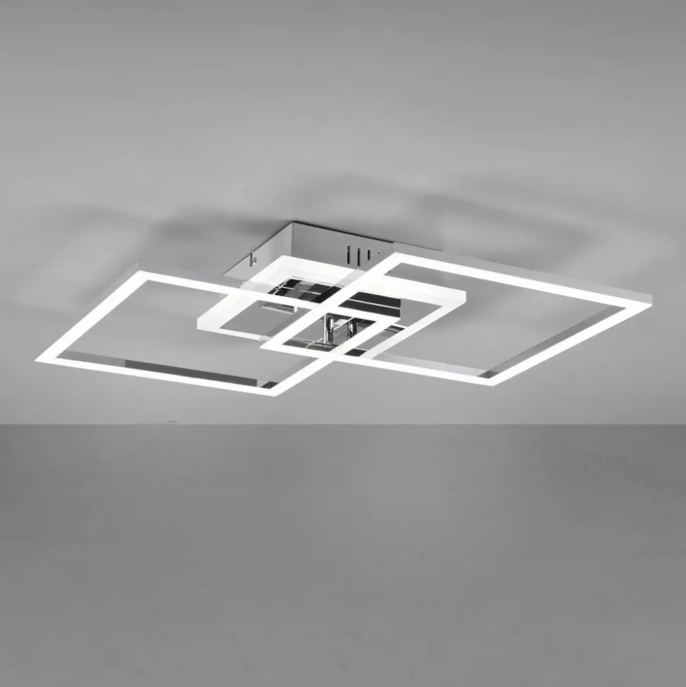 LED plafondlamp Venida, vierkant, chroom