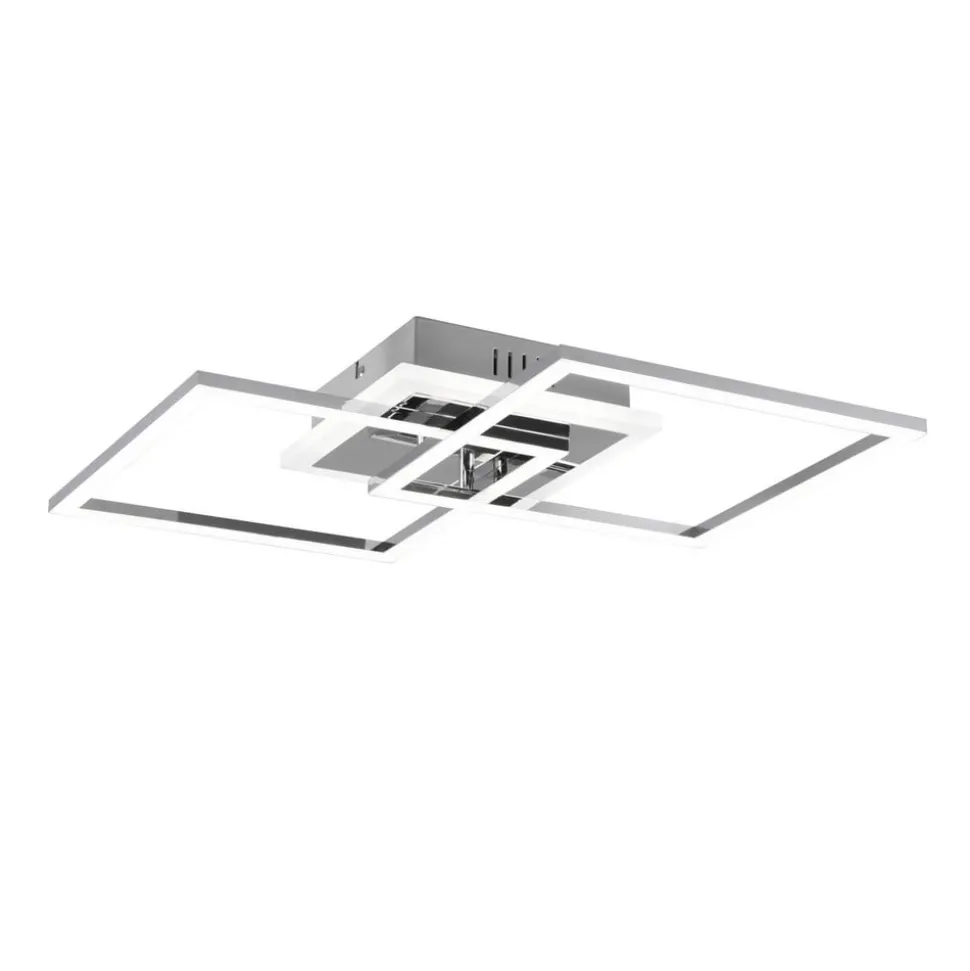 LED plafondlamp Venida, vierkant, chroom