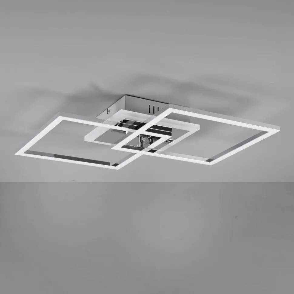 LED plafondlamp Venida, vierkant, chroom