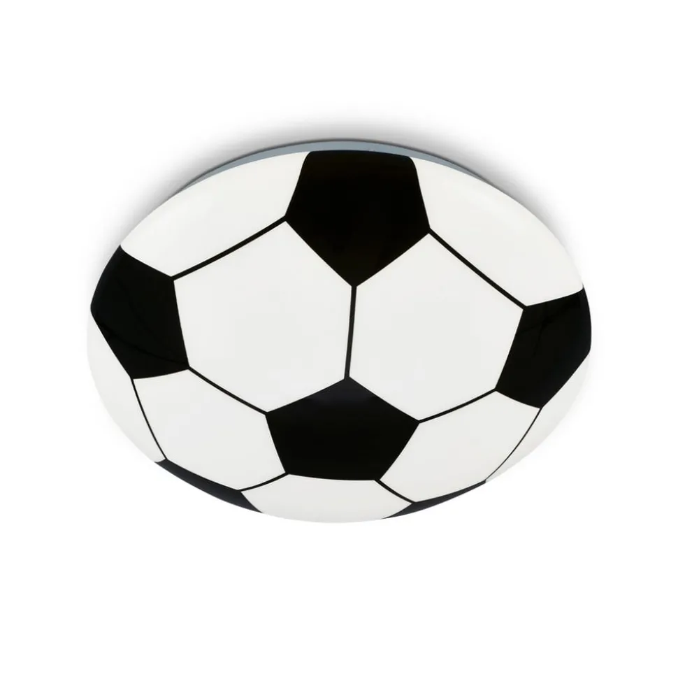 LED plafondlamp Voetbal, zwart/wit, Ø 27,5cm