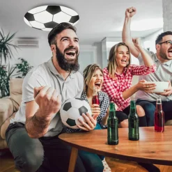 LED plafondlamp Voetbal, zwart/wit, Ø 27,5cm