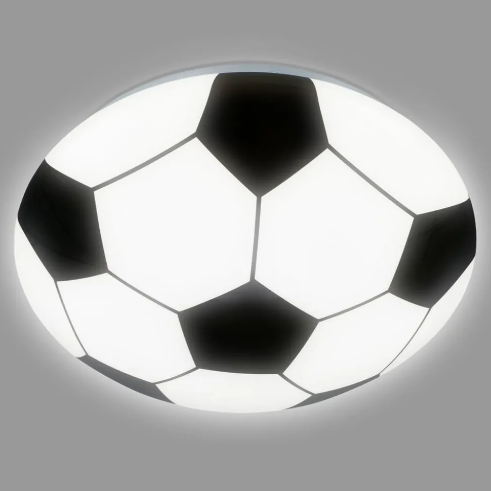 LED plafondlamp Voetbal, zwart/wit, Ø 27,5cm