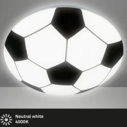 LED plafondlamp Voetbal, zwart/wit, Ø 27,5cm