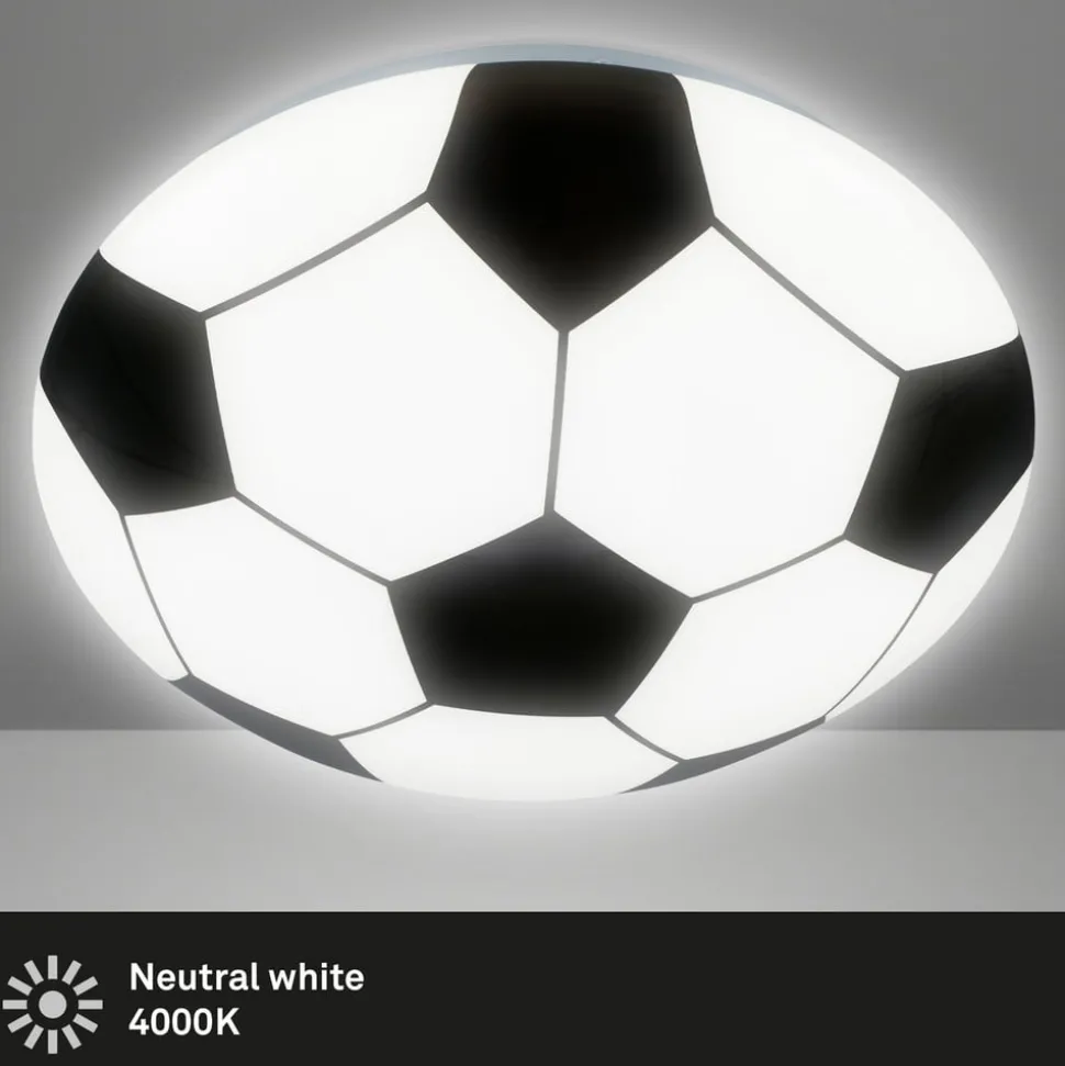 LED plafondlamp Voetbal, zwart/wit, Ø 27,5cm