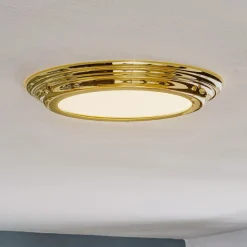 LED plafondlamp Welland IP44, messing gepolijst