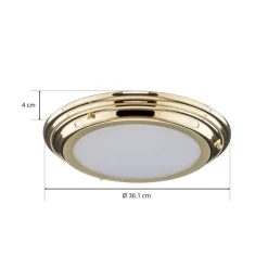 LED plafondlamp Welland IP44, messing gepolijst