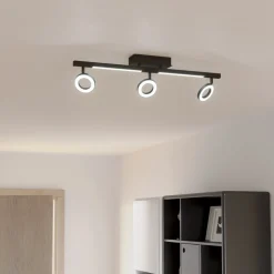 LED plafondspot Cardillio 2 zwart met drie ringen