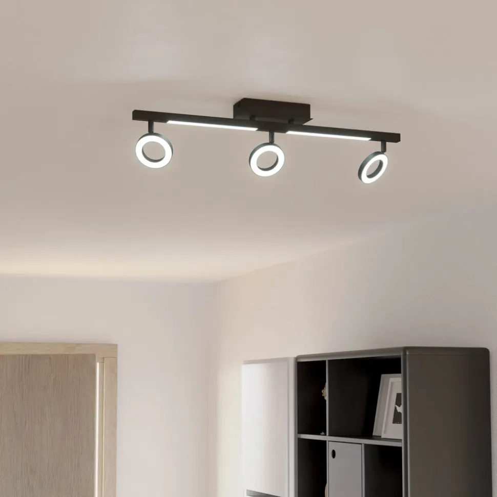 LED plafondspot Cardillio 2 zwart met drie ringen