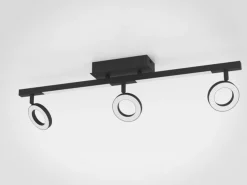 LED plafondspot Cardillio 2 zwart met drie ringen