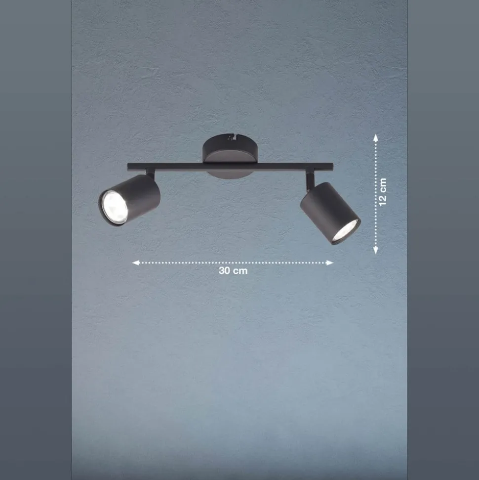 LED plafondspot Vano zwart, 2-lamps