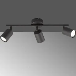 LED plafondspot Vano zwart, 3-lamps lang